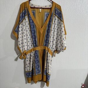 Free People Tunic Dress Santa Cruz Yellow Festival Boho Hippie Kimono Women’s S